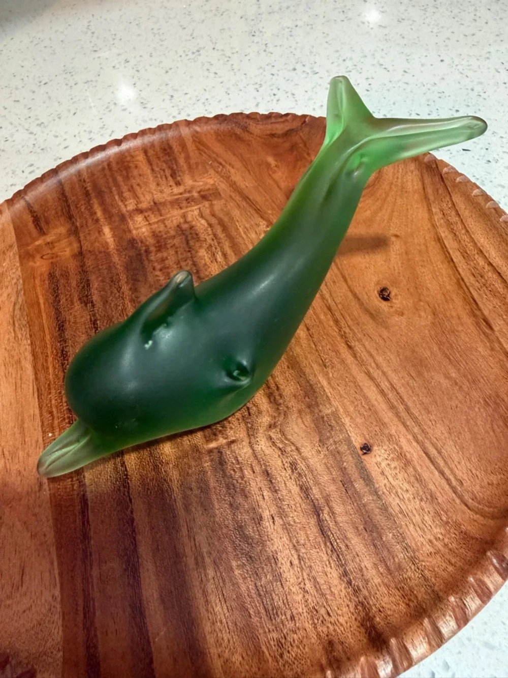 Green Glass Dolphin Figurine Decorative Pet Fish Accent